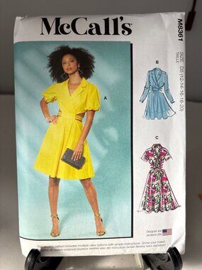 McCalls M8361 Womens Dress Sewing Pattern Size 12 14 16 18 20 Uncut